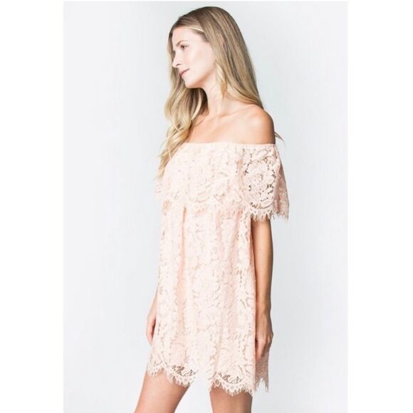 Sugar Lips NEW‎ Small Blush Pink Lace Darcie Off The Shoulder Dress - Picture 2 of 8
